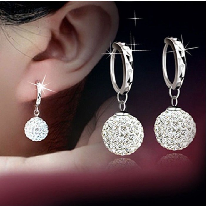 Anting Huggies BALL Berlian Imitasi Gaya Korea Fashion Bola Kristal Women Earring Pesona Wanita