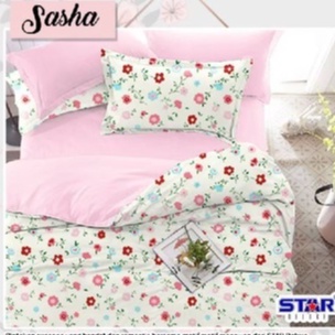 Sprei Katun Star Motif SASHA putih pink Bunga Kecil Floral Series Colorfull Vintage Shabby Chic