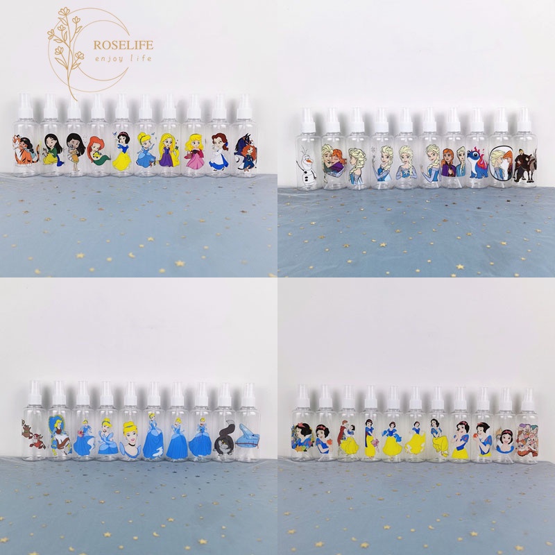 Roselife Cinderella Snow White Elsa Princess 100ML Spray Bottle Cosmetic Bottling Cartoon Travel Size Bottles for Cosmetic