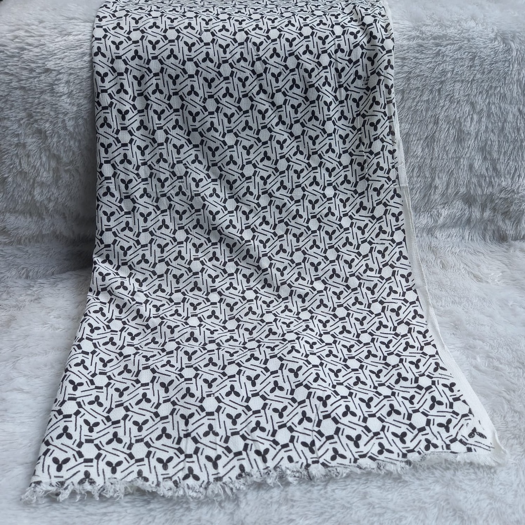 Kerudung Pashmina Motif 170cm x 70cm Monochrome / Jilbab Hitam Putih