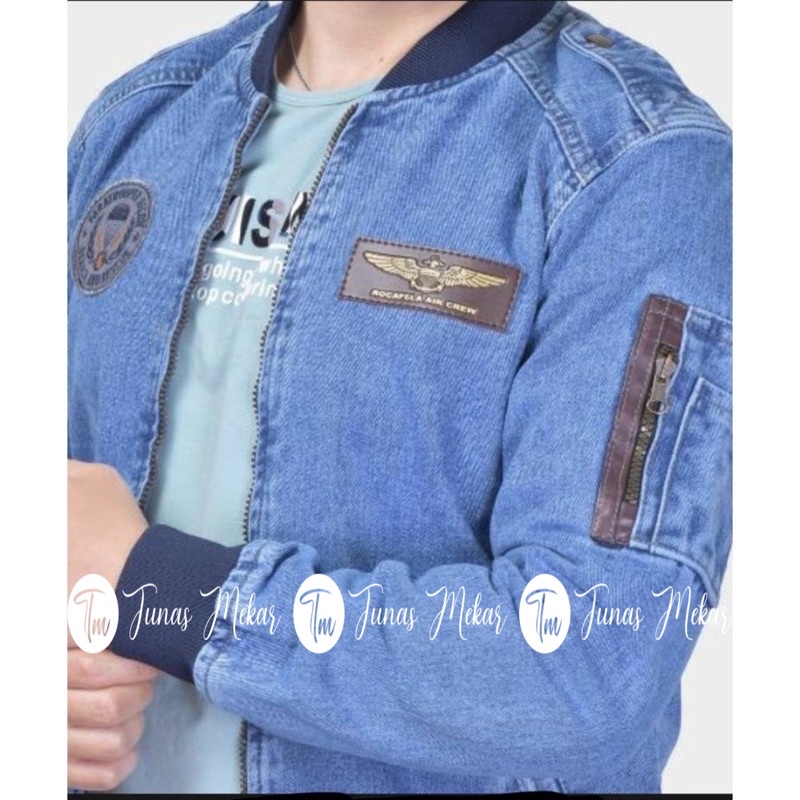 [HOT PRODUCT]  JAKET JEANS BOMBER 01 / 04 JAKET JEANS PRIA ROCAFELA ORIGINAL Quality