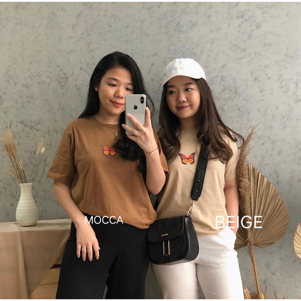 KAOS BEIGE MOCCA KATUN | BAJU TSHIRT TUMBLR TEE KHAKI CREAM COKLAT BLESSED WANITA