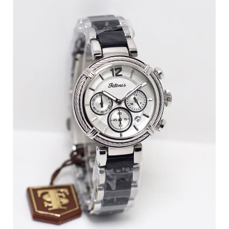 jam tangan TETONIS WANITA ORIGINAL KERAMIK SILVER