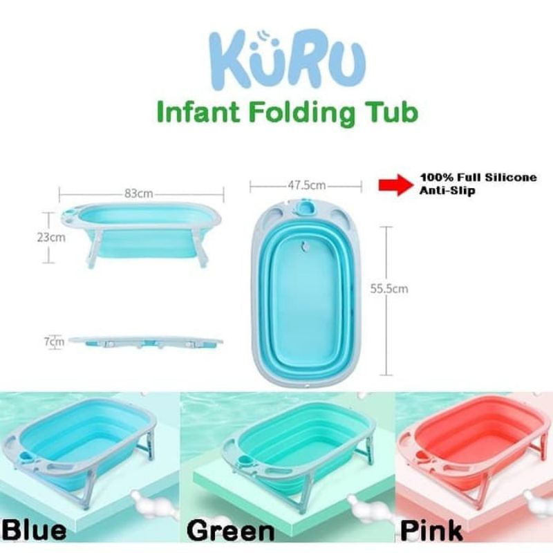 KURU Bak Mandi Bayi Lipat Foldable Silicone | Infant Folding Bath Tub