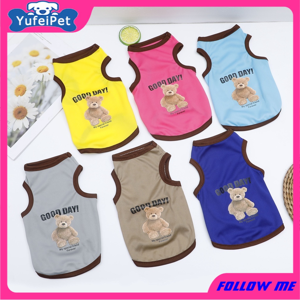 Kaos T-shirt Motif Kartun Beruang Bahan Katun Ukuran XS-XXL Untuk Anjing / Kucing