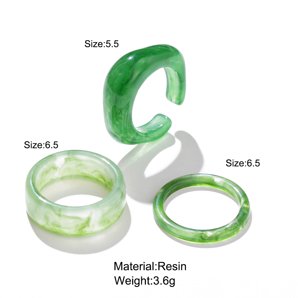 AY(CN) 3Pcs/Set open resin ring women fashion accessories