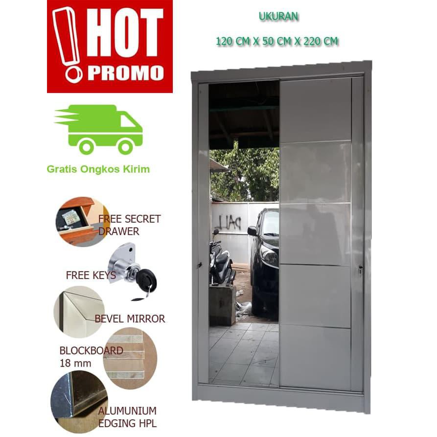 Best Seller PROMO LEMARI BAJU / LEMARI PAKAIAN KAYU HPL SLIDING 2 PINTU MURAH Stok Terbatas