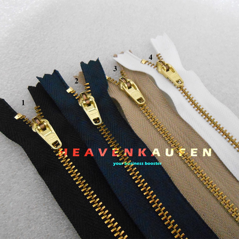 Resleting Zipper YKK Jeans 17,8 cm Atau 7 inch Gold Emas Warna