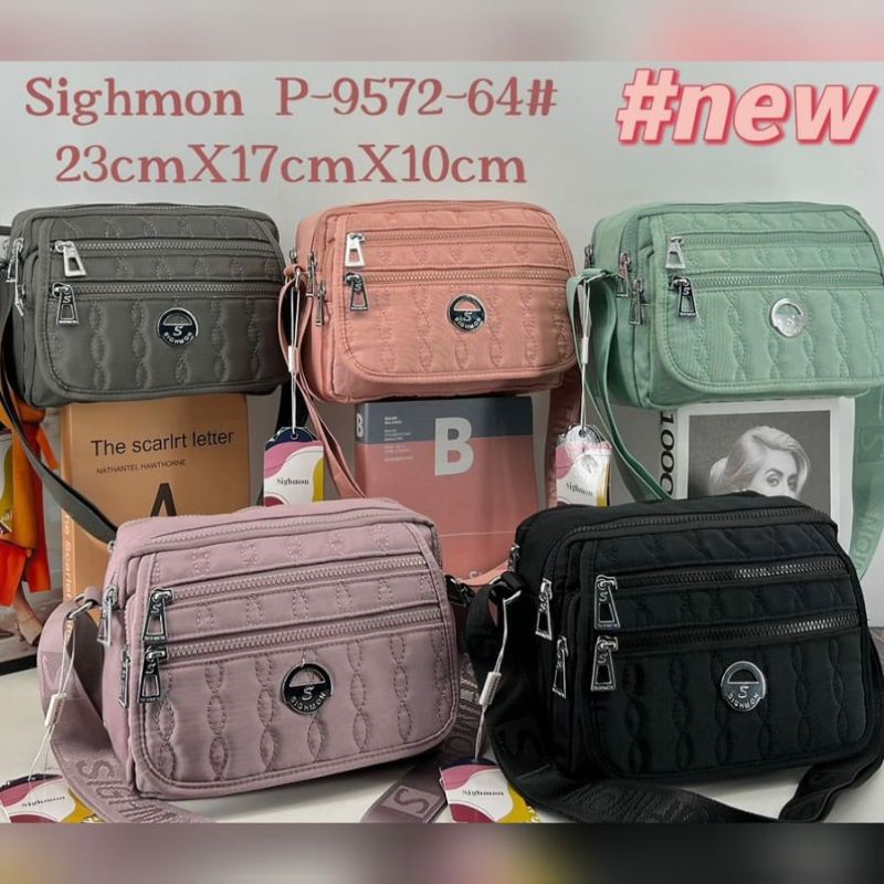 Tas selempang wanita sighmon import terbaru 9572 bahan kanvas