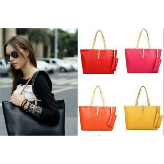 TAS SLING POLOS + DOMPET KECIL / TOTE BAG POLOS DENGAN DOMPET FTS015