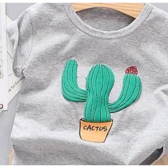 TokoMilkan Setelan Baju Anak Laki Laki My Cactus | Pakaian Gambar Cactus Umur 1-6 Tahun