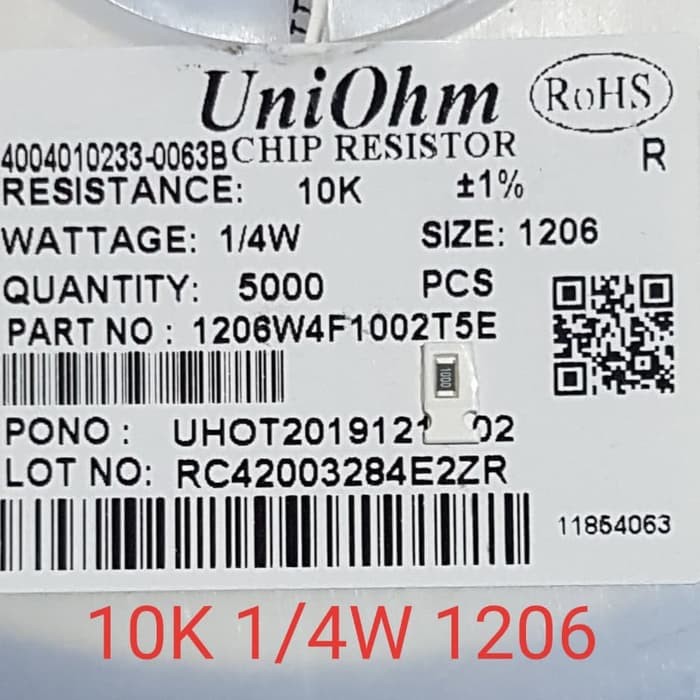 Resistor 10K 1% 1/4W 1206 SMD Taiwan