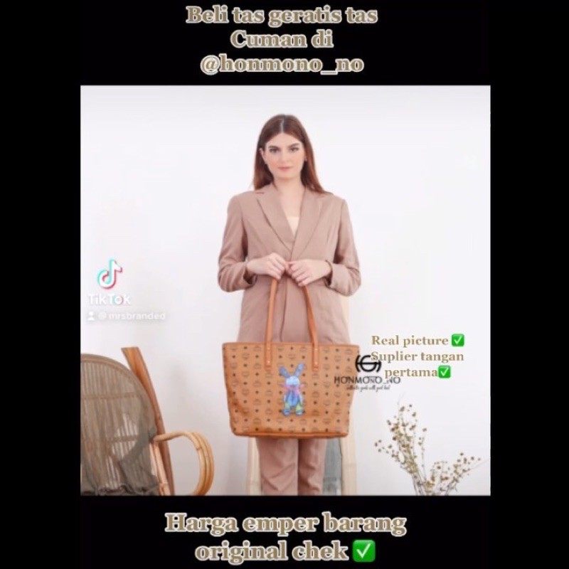 mcm rabbit shopper and shoulder tote