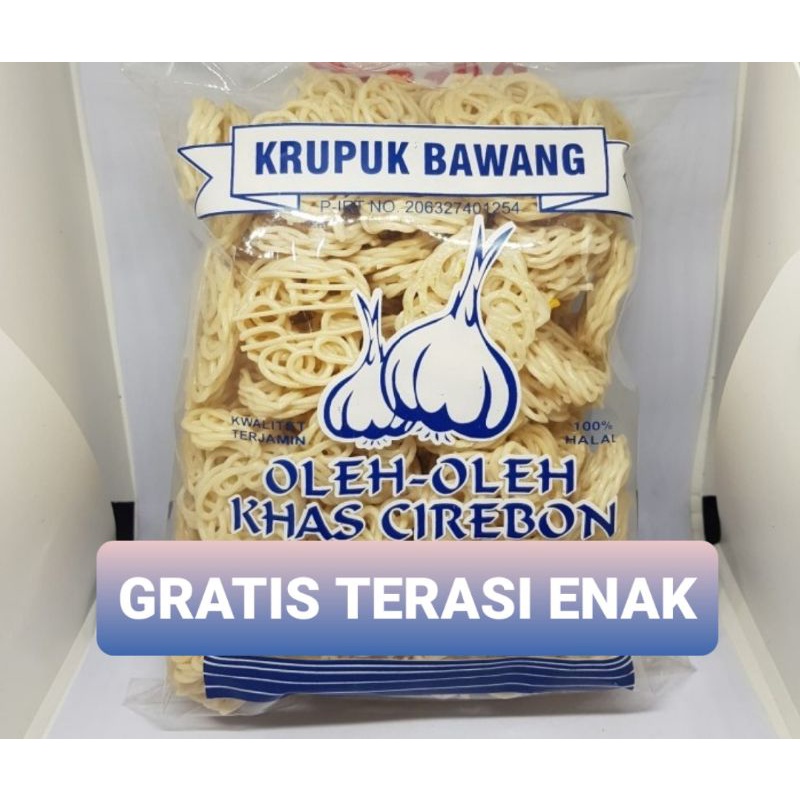 

KERUPUK MIE BAWANG ENAK 500gram GRATIS terasi khas Cirebon