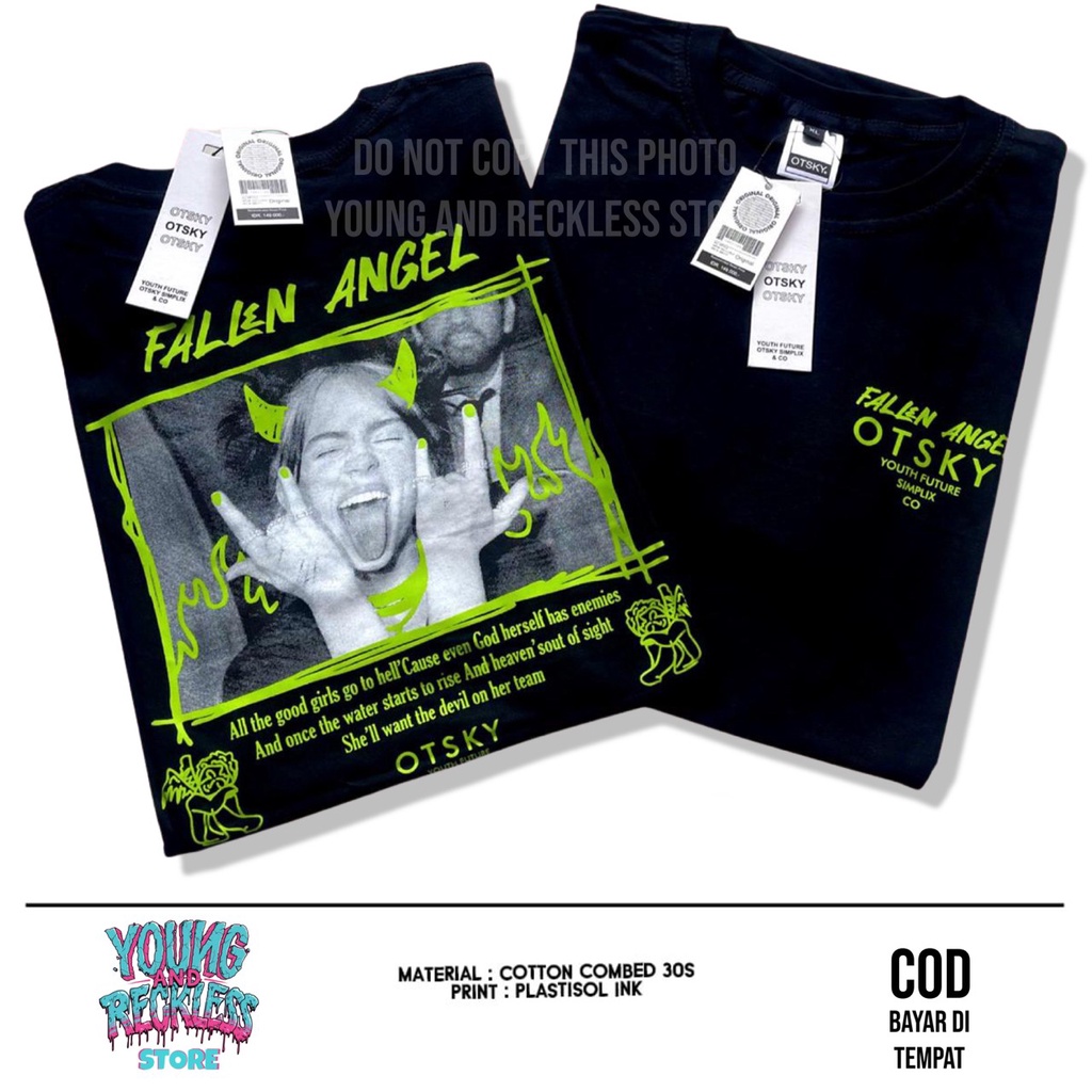 KAOS DISTRO OTSKY FALLEN ANGEL / KAOS DISTRO OTSKY / OTSKY / KAOS DISTRO PRIA WANITA / KAOS POLOS / 