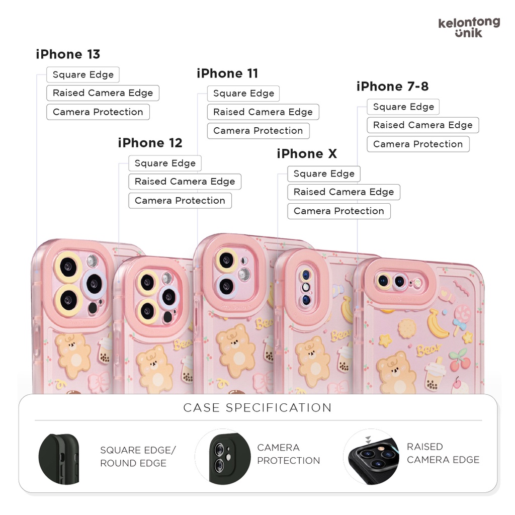 For iPhone - Cute Bear Bunny Shockproof Case