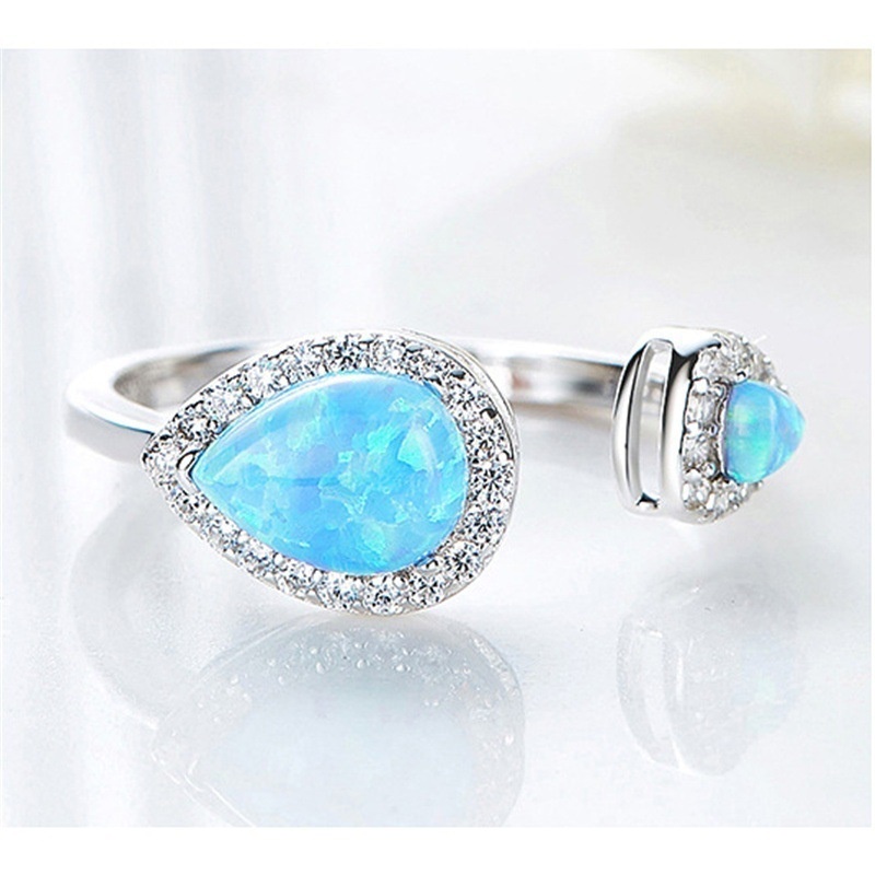 New Product Diamond Blue Opal Fashion Open Female Ring