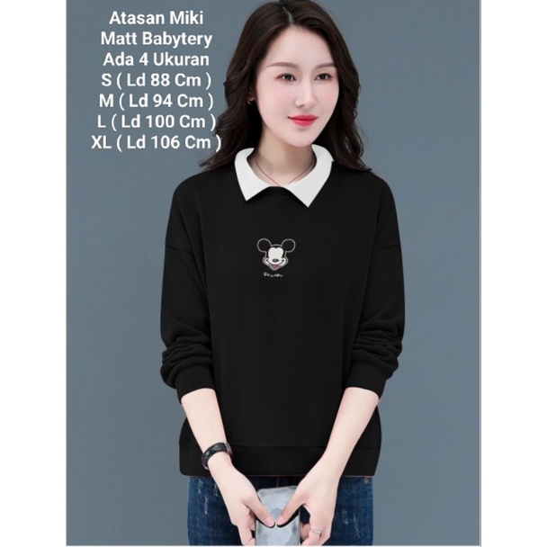 PROMO☑️ATASAN TERBARU☑️ATASAN WANITA MODEL KERAH/ATASAN MIKI 4 UKURAN S-M-L-XL/MATT BABYTERRY/BLOUSE WANITA TERBARU/ATASAN WANITA LENGAN PANJANG MANGSET/GOOD QUALITY