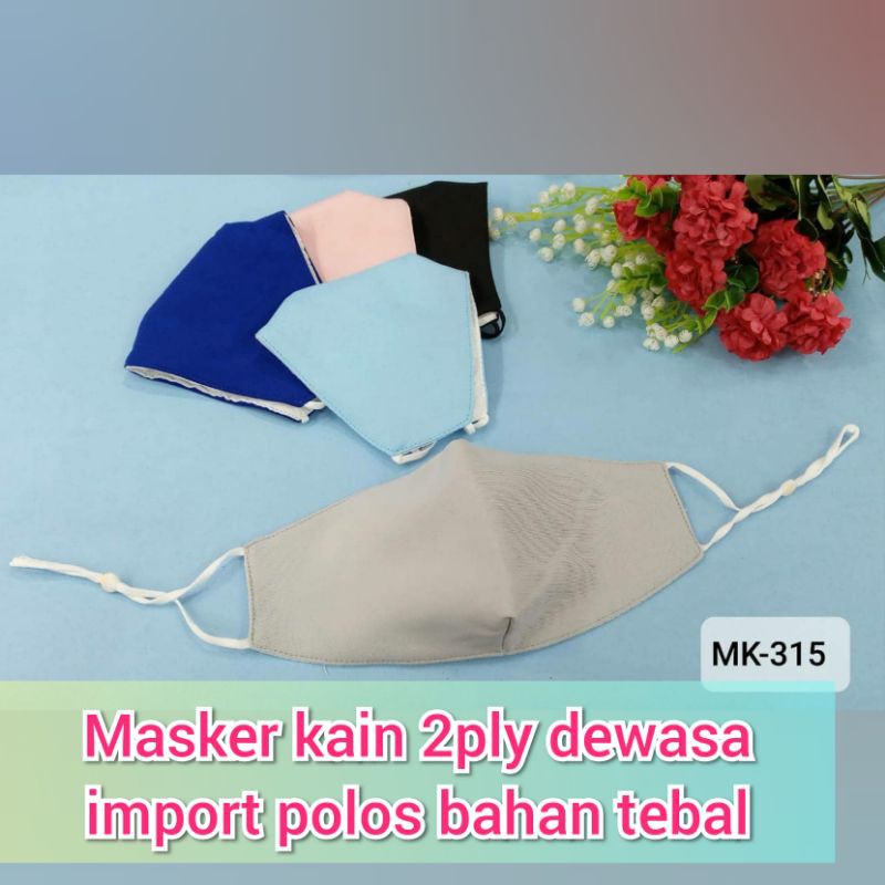 Masker kain dewasa import polos warna_masker kain_masker 2ply