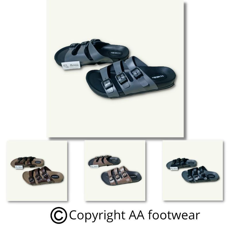 Sandal Selop Pria Yumeida Ban 3 Karet Ringan Murah Casual Gesper Untuk Seting Tali