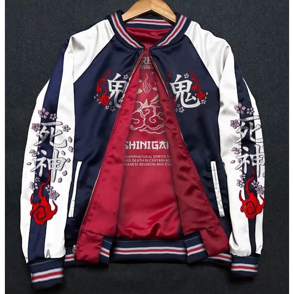 Jaket Bomber Varsity Baseball Sukajan Bolak Balik Urband Dragon Koi