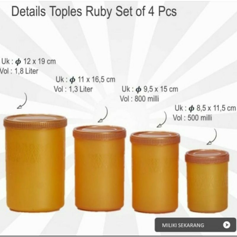 Toples Makanan Rubi 4 set Toples Lebaran Toples Rubi Set