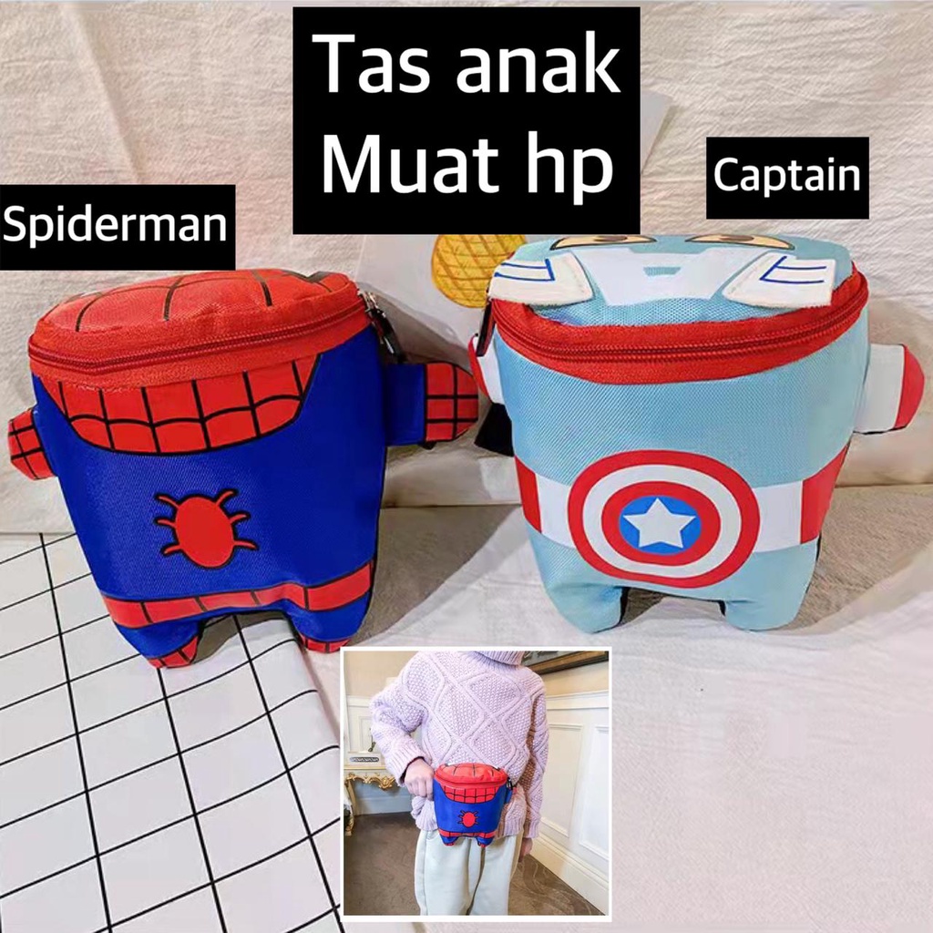 (LOLI-JKT) TS-33 TAS SLEMPANG ANAK MOTIF SUPER HERO BAHAN BAGUS