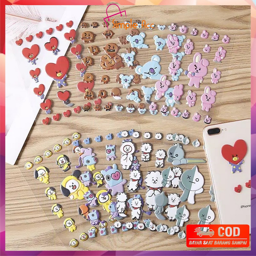 ~COD~ DO-C2 Stiker Bubble Kartun 3D Bangtan untuk Handphone - Laptop