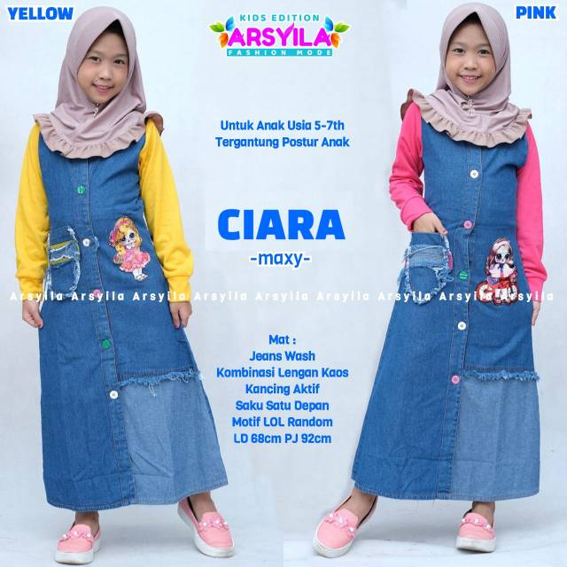 CIARA GAMIS ANAK PEREMPUAN REMAJA TANGGUNG UMUR 5-7 TAHUN BAHAN JEANS ADEM LEMBUT