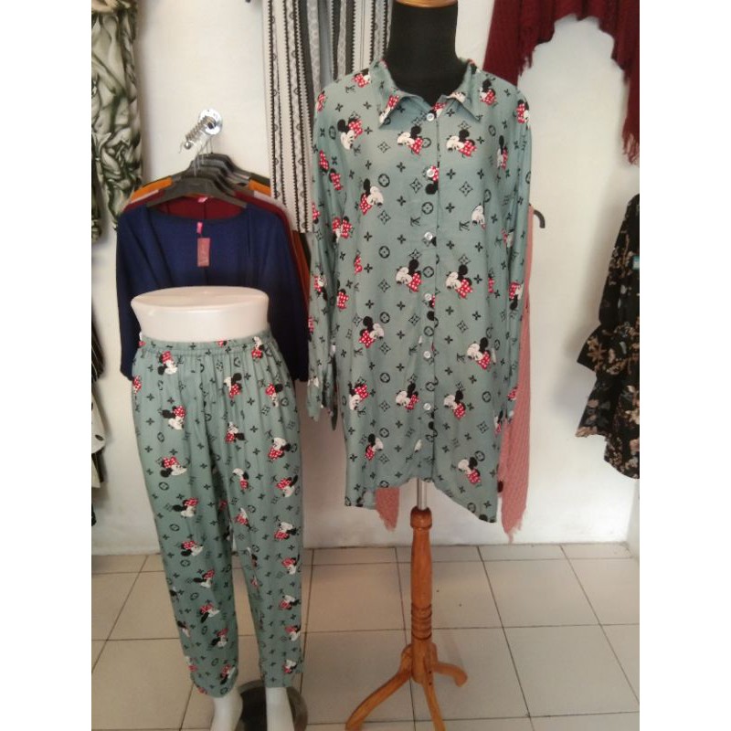 setelan wanita rayon/one seat/kekinian