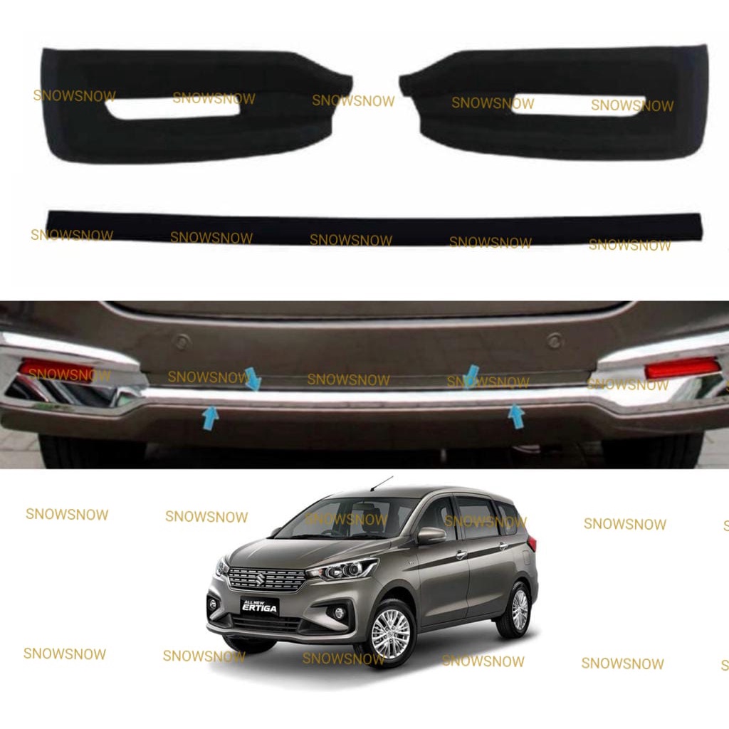 Paket Reflektor List Bumper Belakang All New Ertiga 2018 2020 2022 Hitam Chrome