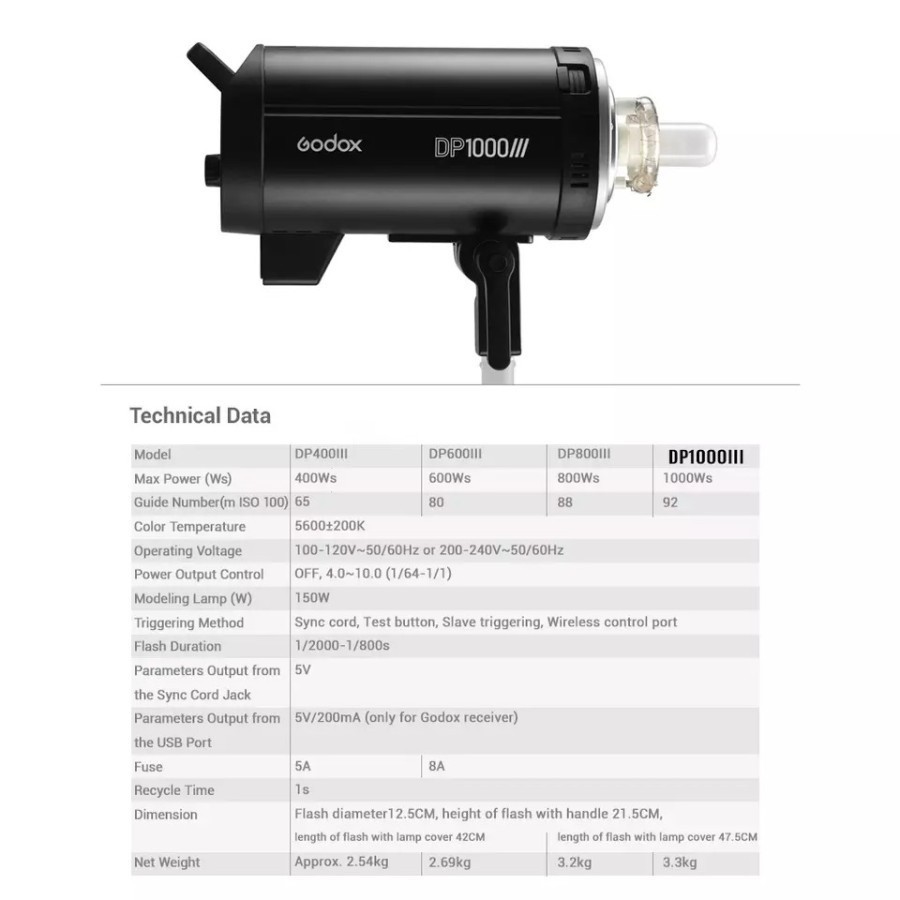 Godox DP1000 III / DP1000III Professional Studio Strobe Flash