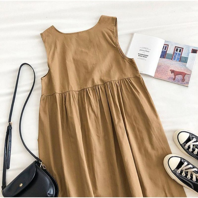 Scarla overall / Overall Kancing Depan /Fashion Muslim Remaja / Inner dress tanpa lengan/Inner Bumil Busui/Inner Gamis Tanpa Lengan/Inner Long Dress /-5