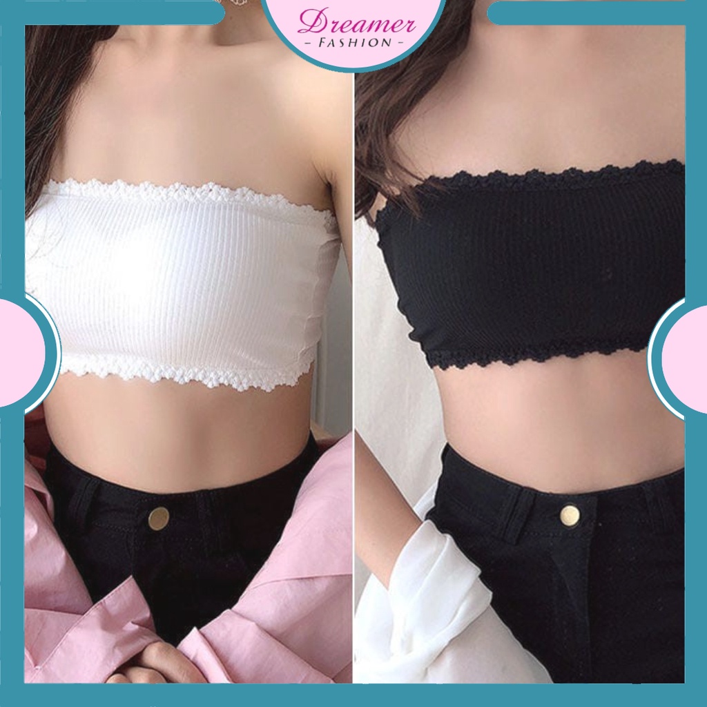 DF BR099 Bra Crop Sexy Kemben Renda Model Busa Tanpa Tali Crop Top