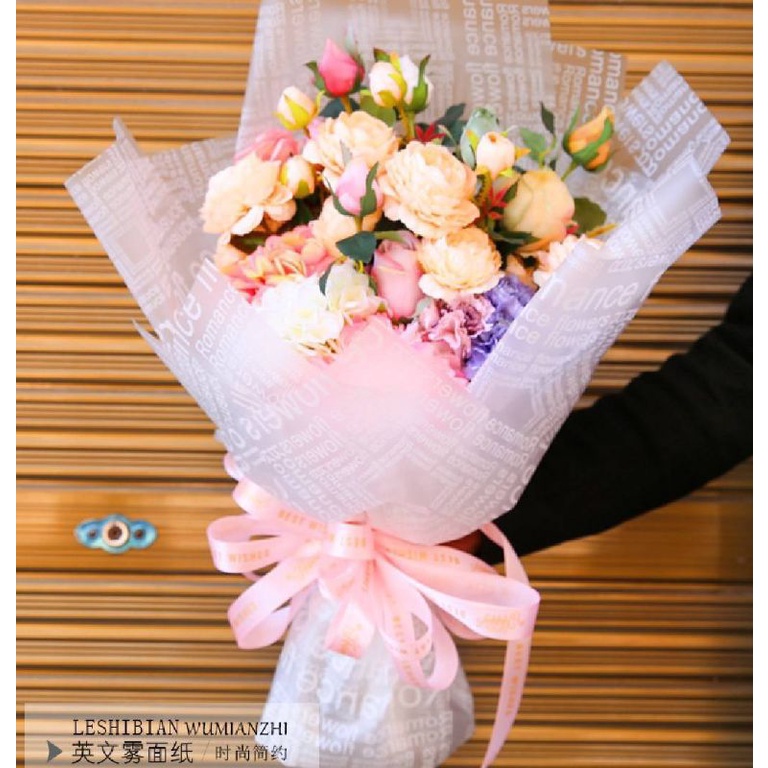 

English Romance Cellophane FREE PACKING Kertas Bunga Cerita Romantis Inggris Waterproof Cellophane Translucent Plastic Full Letter