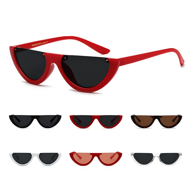 (YUZHU) Bayar di Tempat INS Trendy Half Frame Kacamata Hitam Wanita/Pria Retro Sunglasses Women/Men