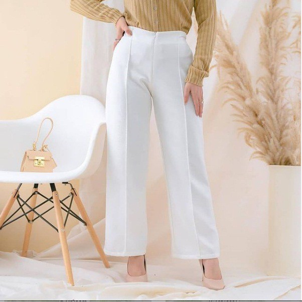 Leon Kullot Scuba Premium / Celana Panjang Kulot Polos Wanita / Celana Panjang Polos Murah Korean Outfit- BV0G