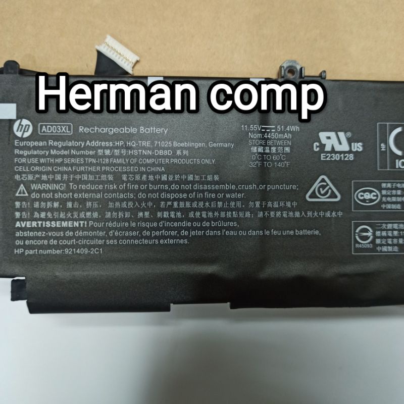 Original Baterai HP Envy 13 13-AD 13-AD000 13-AD004TX 13-AD101TX 13-AD179TX AD03XL HSTNN-LB8D