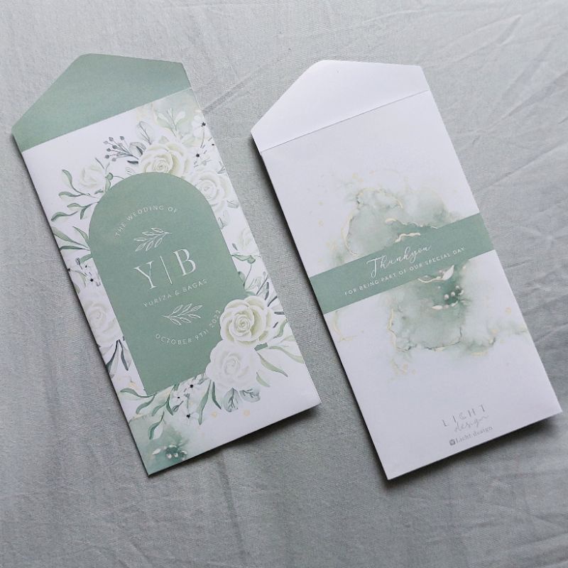 

Custom Angpau Wedding Aesthetic / Lebaran / Sangjit / Tunangan / Seserahan / Angpao Sage Green/ Amplop Uang