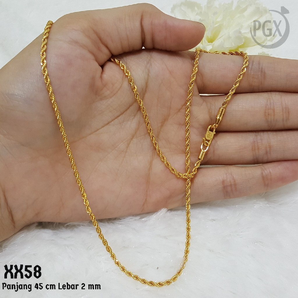 XX058 - Kalung Rantai Tambang Mewah - Set Perhiasan Imitasi Xuping Lapis Emas