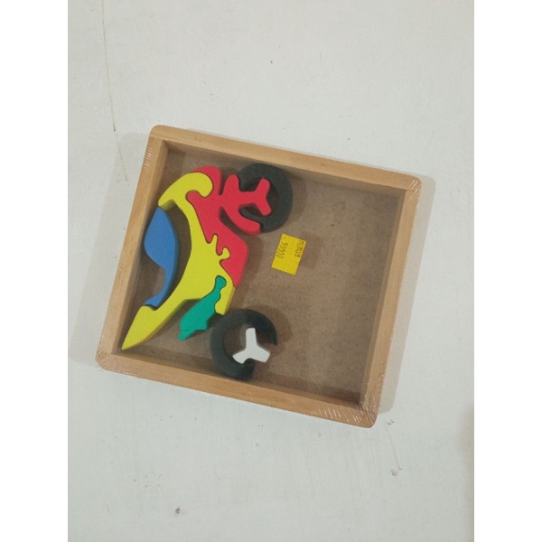 puzzle kayu tebal Montessori anak TK alat peraga pendidikan