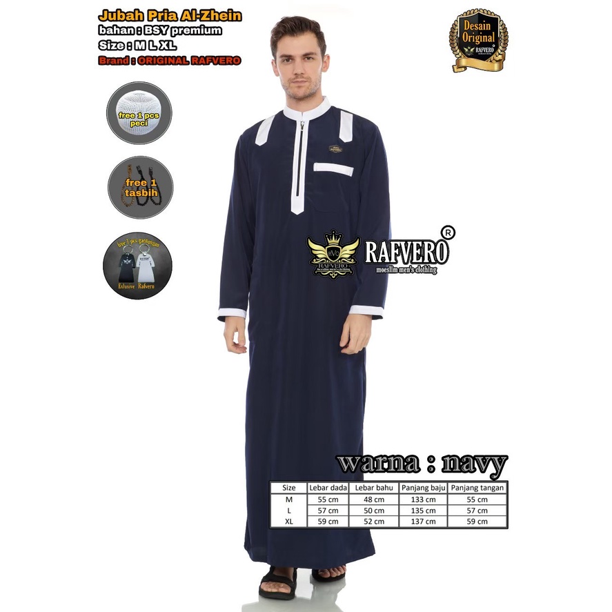 Pakaian Muslim Pria Gamis Jubah Al Zhein Original Rafvero