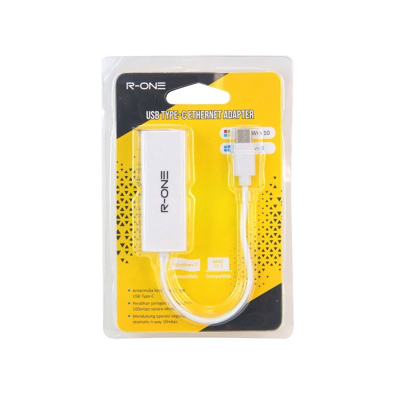 KABEL R-ONE USB TYPE-C ETHERNET ADAPTER - KABEL TYPE C TO LAN R-ONE USB HUB