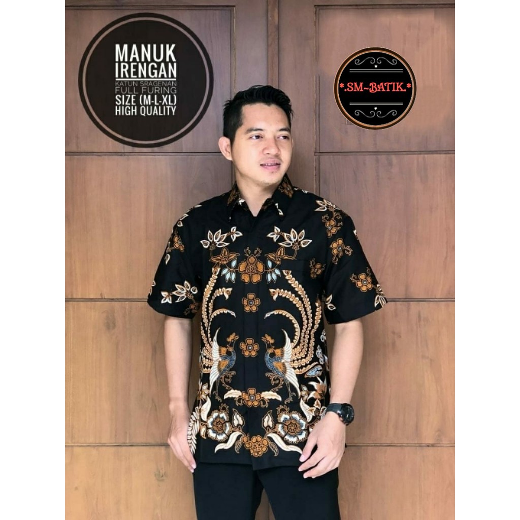 MANUK IRENG SOGAN Kemeja Batik Pria Full Furing Katun Sragenan