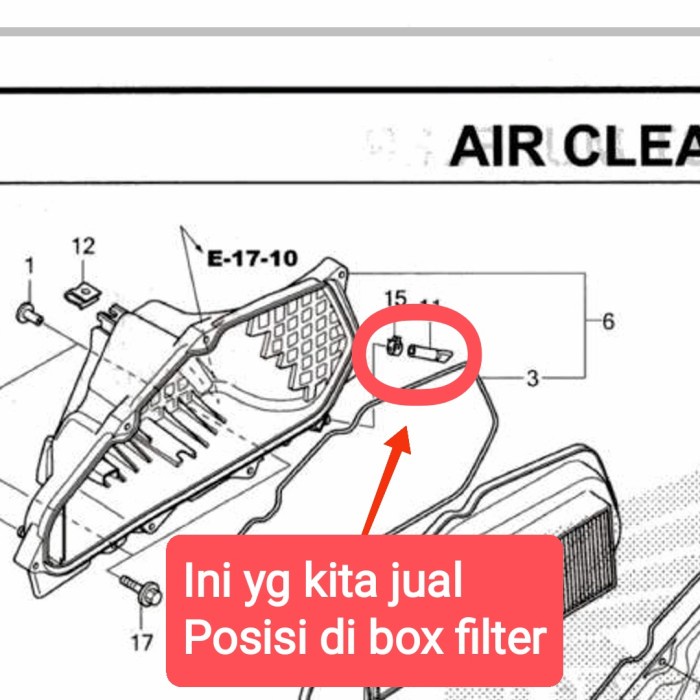 TUBE DRAIN BOX FILTER UDARA MERAH HONDA BEAT FI K25 2012-2014