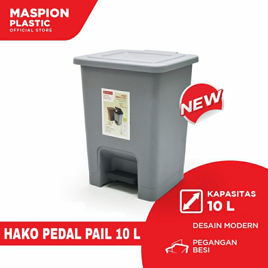 MASPION Tempat Sampah Plastik HAKO Pedal Pail 10 Liter BTD 019