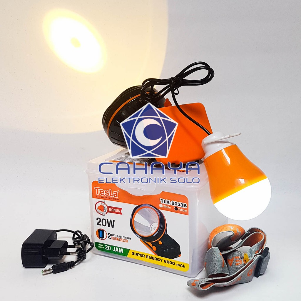 Senter Kepala Tesla 20W Kuning TLK 2053B 20 Watt Warm Lampu LED Head