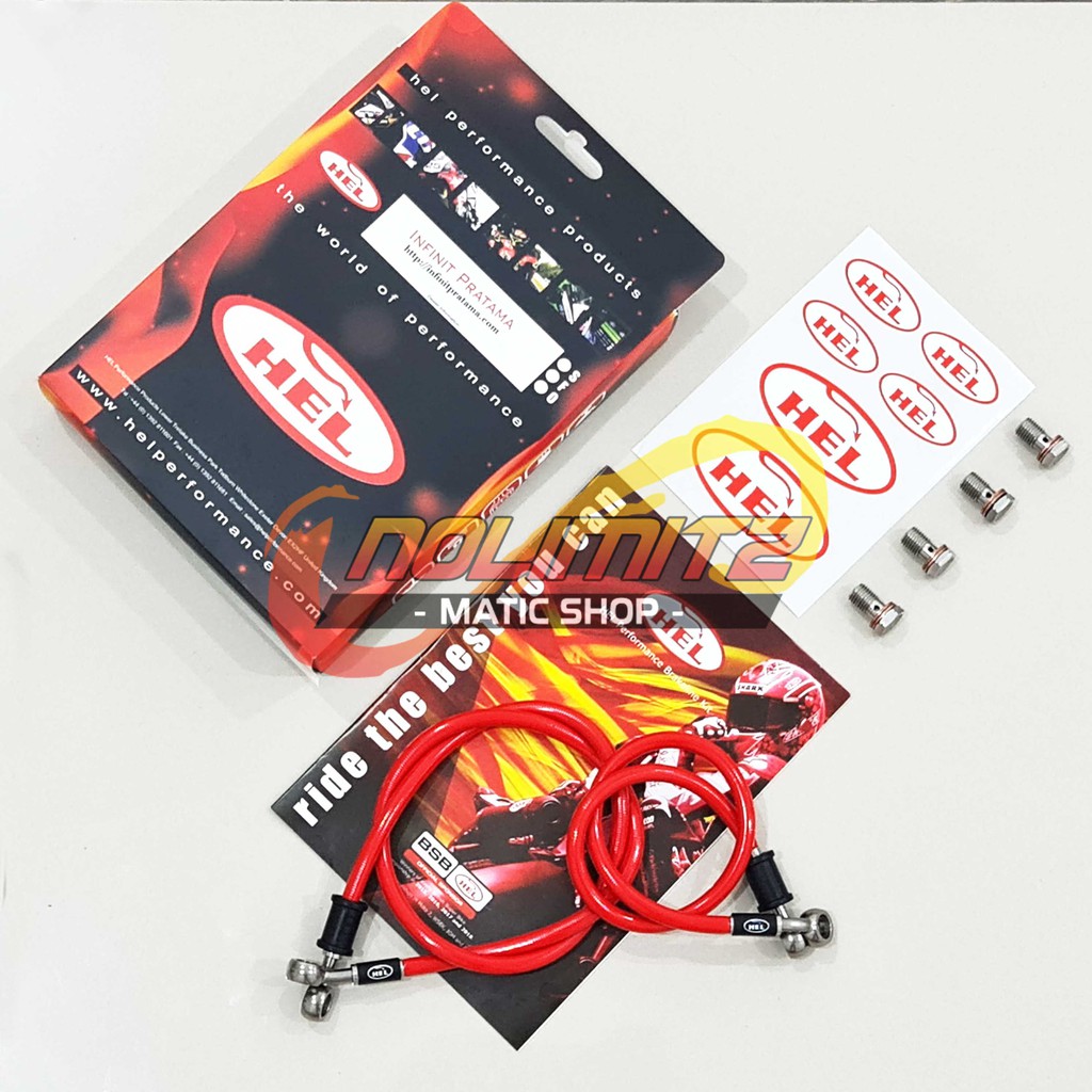 Selang Rem Brake Line HEL Infinit Depan Merah ABS Yamaha Aerox 155