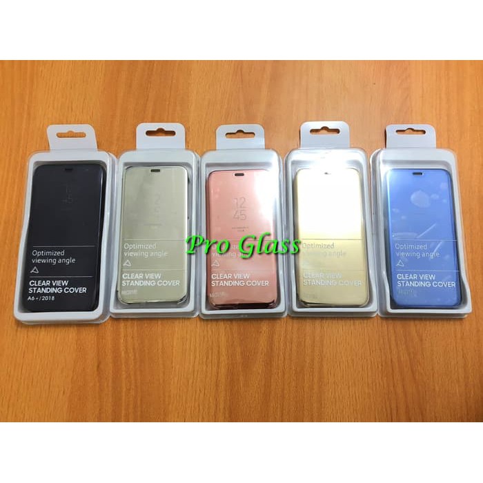 Samsung A8 A8 A8 Plus Clear View Mirror Standing Flip Cover Case With Autolock Shopee Indonesia