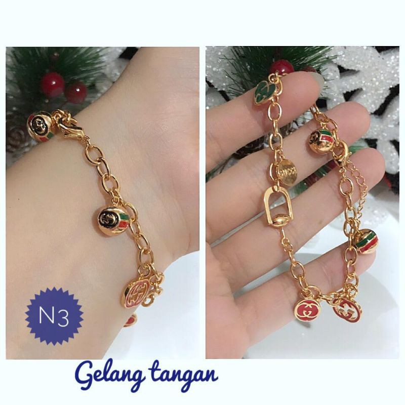 (SEP) TERMURAH Set Perhiasan Lapis Emas Xuping Gelang Rantai Gucci Permata Gold Mewah Titanium Asli